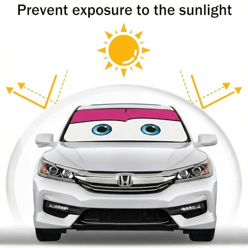 eygeufg Windshield Shade, Car Sun Shade for Front Windshield (Pink, Standard) - color: Cute Pink Eyes, size: Small