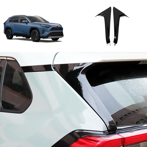 Rear Window C Pillar Side Wing Triangle Cover Trim Compatible with Toyota RAV4 2025 2024 2023 2022-2019 Exterior Car Accessories ABS 2PCS(Glossy Black Style) - color: Glossy Black Style