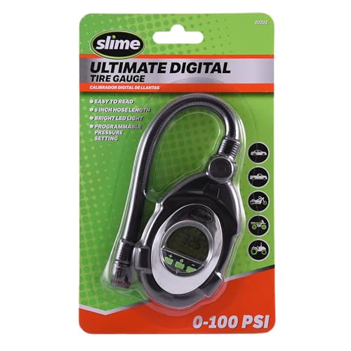 Slime 20202 Tire Pressure Gauge, Ultimate Digital, LED Light for Night Time Use 0-100 psi - size: Mini - LED Light, style: Digital