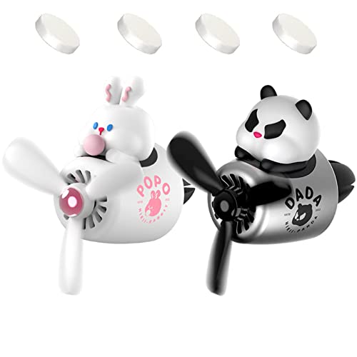 2 Pieces Car Air Fresheners, Cute Bear Pilot Car Diffuser, Propeller Air Outlet Vent Fresheners, Suitable for Automotive Interior Decoration (Chubby) - color: Chubby