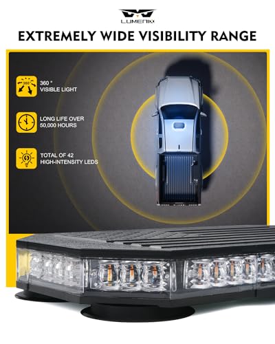 LUMENIX Blue LED Rooftop Strobe Beacon Police Lights Magnetic Mount Emergency Security Caution Flashing Traffic Light Bar for Volunteer Firefighter First Responders Vehicles Trucks - Patented Design - color: Blue