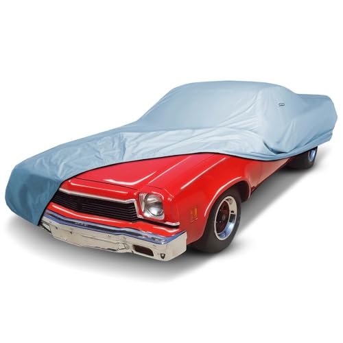 iCarCover Fits [1973-1977 Chevrolet El Camino] Premium Custom Car Cover Waterproof All Weather Resistant Outdoor Indoor Sun Snow Storm UV Protection Form-Fit Padded Cover with Straps - color: Sky Gray, size: 23. Chevy El Camino 1973-1977