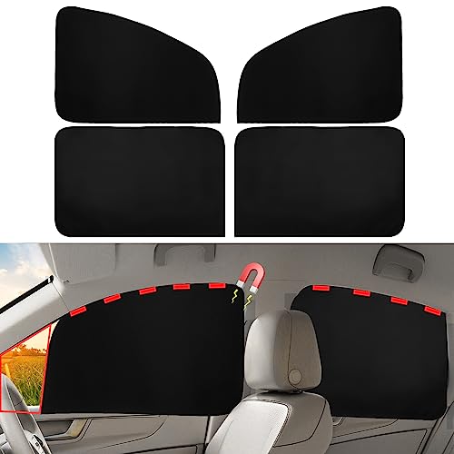 Ovege Car Window Shades Magnetic - Side Window Sun Shade Car Curtain Suedette UV Protection Privacy Baby Suction Magnetic －Front&Back 4pcs - color: Black-Suedette, size: Front&Back 4pcs