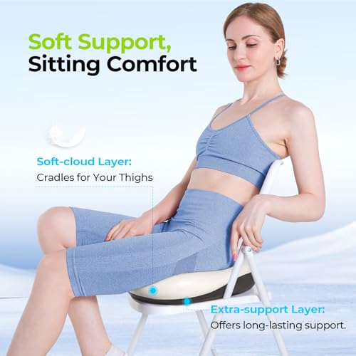 AUVON Multi-Layer Gel Seat Cushion for Ideal Support & Softness, Cooling Memory Foam Office Chair Cushion for Hemorrhoid, Sciatica & Tailbone Pain Relief, Anti-Slip Back Seat Pillow