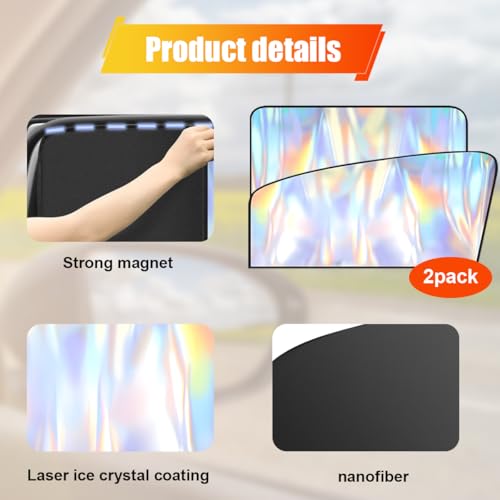 4PCS Car Side Window Sun Shade, UV Protection Car Windshield Window Cover, Magnetic Auto Front & Rear Seat Privacy Curtain for Baby, Universal Camping Accessories for Block Sunlight (4PCS) - size: Front & Rear