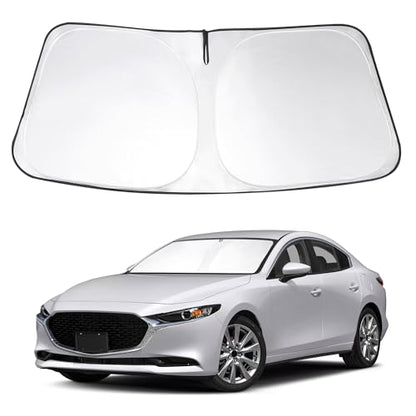 Windshield Sun Shade Custom Fit 2019-2024 2025 2026 Mazda 3 Accessories Mazda3 Hatchback/Sedan Window Shade Cover Foldable Sunshade Front Window Shades Blocker Keeps Cool - size: For Mazda 3 2019-2025