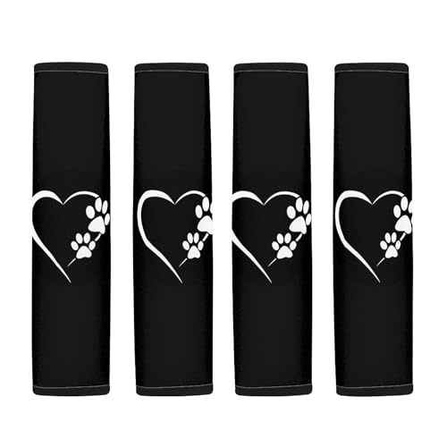 UNICEU Animal Dog Paws Lovely Heart Print Neoprene Soft Car Seatbelt Pads Protector Cover, 2 Packs, Soft Car Safety Seatbelt Strap for Kids Adults - color: Dog Paw Love Heart