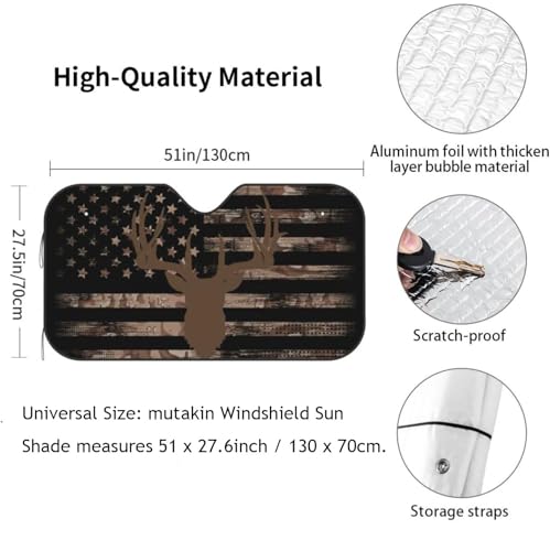 American Flag Camouflage Car Windshield Sunshade Front Window Sun Visor Protector Foldable Shield Cover for Truck SUV - color: White9