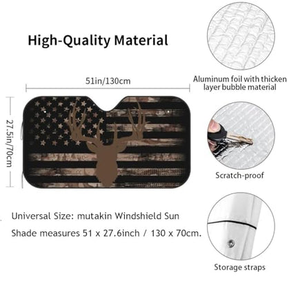 American Flag Camouflage Car Windshield Sunshade Front Window Sun Visor Protector Foldable Shield Cover for Truck SUV - color: White9