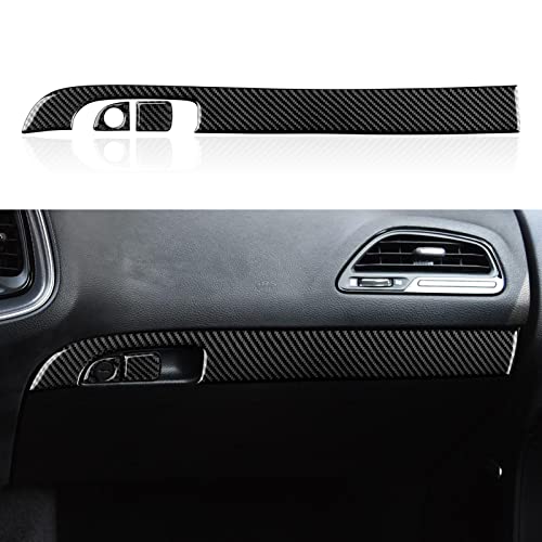 Car Copilot Glove Box Decals for 2011-2023 Chrysler 300 / 300C / 300S / Limited/Touring/Base Accessories Carbon Fiber Interior Stickers - color: Copilot Handle Box