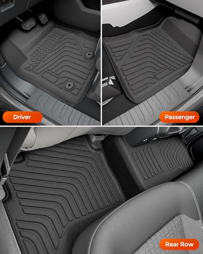 Full Set Car Truck 5FT Bed Mat & Floor Mats for Ford Ranger SuperCrew Cab: 2024-2026 All-Weather Mats for XLT Raptor Lariat XL with 5ft TPE Trunk Bedmat, Anti-Slip Waterproof Protection Accessories