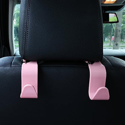 Car Seat Headrest Hooks, Car Organizer Hanger Storage Hooks for Handbags Purses Groceries Backpack Coat 4 Pack (Pink) - color: Pink