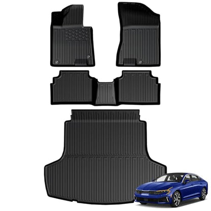 Floor Mats for Kia K5 2021-2026/Hyundai Sonata Gas 2020-2026, All Weather Floor Mats Trunk Cargo Liner Accessories, Full Coverage Set (Fit FWD Models) - size: For Kia K5 FWD | 2021-2026