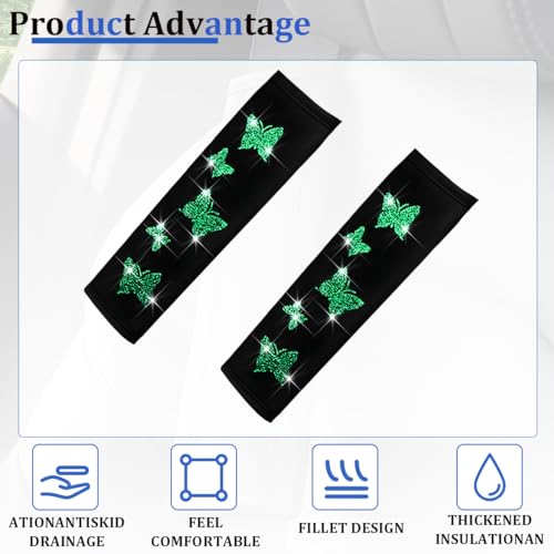 Car Seat Belt Covers, 2PCS Butterfly Soft Vehicle Seatbelt Shoulder Strap Pad Cushions, Comfortable Automotive Interir Harness Pad, Universal for SUV Automobile Truck (Green) - color: Green