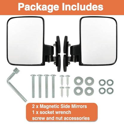 1 Pair Universal Tractor Mirrors Strong Magnetic Side View Mirrors for Tractors Forklifts Movers Golf Carts 114LB Left Right 7" x 5"