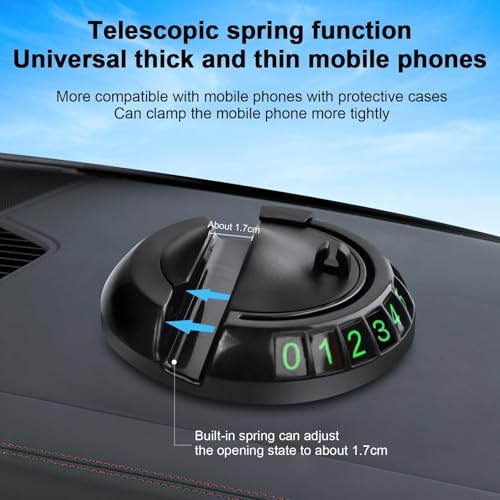Multifunction Car Anti-Slip Mat Auto Universal Phone Holder, Rotatable Anti Skid Car Dashboard Pad with Temporary Parking Numbe and Large Pad for Phones Sunglasses Keys Gadgets(Style-6) (Black-Gold) - color: Black-Gold