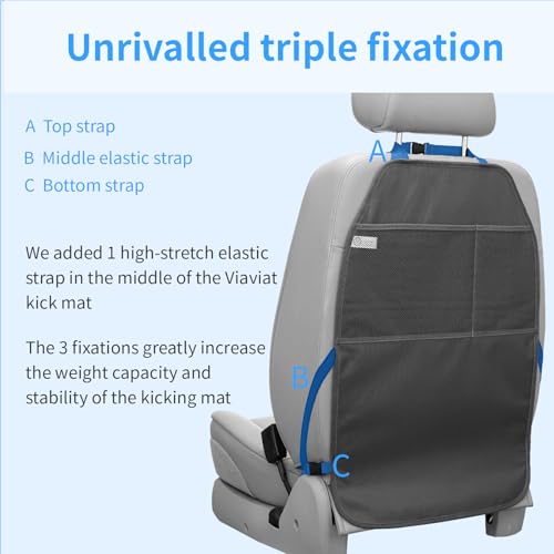 Viaviat Car Seat Protector Large Kick Mat 2 Pack Durable Water Resistant Auto Seat Back Covers with 2 Mesh Pockets Protection Against Dust Mud Scratches (Beige-A, 2-Pack) - color: Beige-A, size: 2-Pack
