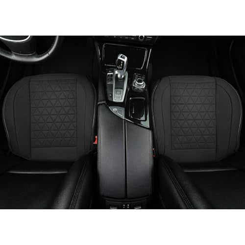 West Llama Linen Front Car Seat Cover Protector Anti-Slip Bottom Seat Cover Fits 95% of Vehicles,Wrapping Around The Bottom,Triangular Pattern(Black-2Pcs) - color: Triangular Pattern-Black, size: 2pc