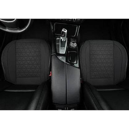 West Llama Linen Front Car Seat Cover Protector Anti-Slip Bottom Seat Cover Fits 95% of Vehicles,Wrapping Around The Bottom,Triangular Pattern(Black-2Pcs) - color: Triangular Pattern-Black, size: 2pc