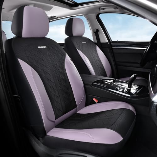 Coverado Front Seat Covers, Automotive Seat Covers 2 Seats, Leather Car Protectors 2-Pack, Auto Seat Covers Universal Fit for SUV, Vans, Sedan, Truck - color: A-purple&Black, size: FrontPair