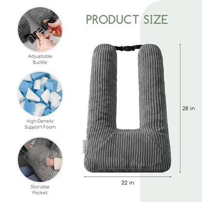 HIGOGOGO Washable Travel Pillow, Car Pillow for Kids & Adults, Travel Pillows with Removable Soft Cover and High-Support Foam, Fix Neck and Body Sitting/Sleeping on The Trip, Dark Grey - color: U-dark Grey
