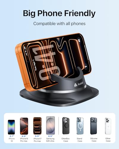 andobil Upgraded Car Phone Holder, Stable & Silicone Phone Holders for Your Car, 360°Rotatable Dashboard Cell Phone Holder, Cell Phone Car Mount Compatible with iPhone 16 Pro Max/15/14/13/12, Samsung