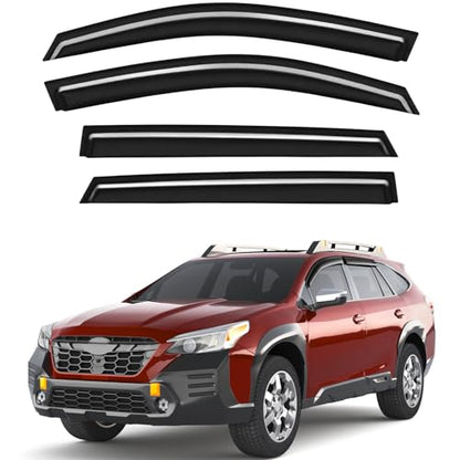 Outside-Mount Window Rain Guards Fit for 2020 2021 2022 2023 2024 2025 Subaru Outback, Extra Durable Window Visors Wind Deflector Dark Smoke Vent Shades Car Tape-on 4-pcs with Thicker - size: Fit for 2020-2025 Subaru Outback