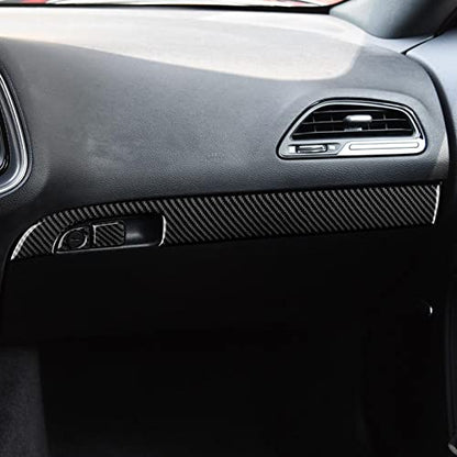 Car Copilot Glove Box Decals for 2011-2023 Chrysler 300 / 300C / 300S / Limited/Touring/Base Accessories Carbon Fiber Interior Stickers - color: Copilot Handle Box