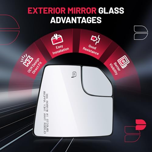 BDFHYK Mirror Glass Compatible with F150 2015-2020 Blind Spot Convex Mirror Glass w backing plate, FL3Z17K707L, Heated (Right Side) - size: Right Passenger Side, style: 2015-2020 F-150