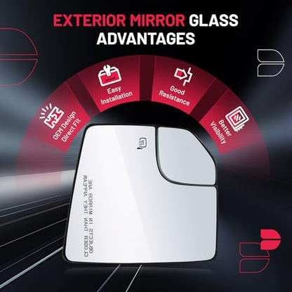 BDFHYK Mirror Glass Compatible with F150 2015-2020 Blind Spot Convex Mirror Glass w backing plate, FL3Z17K707L, Heated (Right Side) - size: Right Passenger Side, style: 2015-2020 F-150