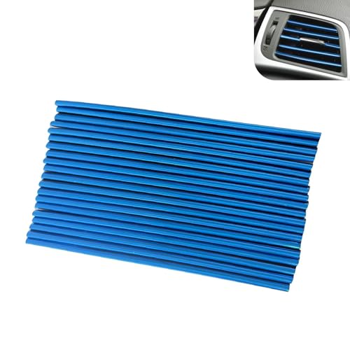 20 PCS Car Vent Outlet Trim, 7.8" Cuttable Reflective Straight AC Decoration, Waterproof Flexible Protective Strip, Universal Car Vent Accessories for Most Cars (Blue) - color: Blue