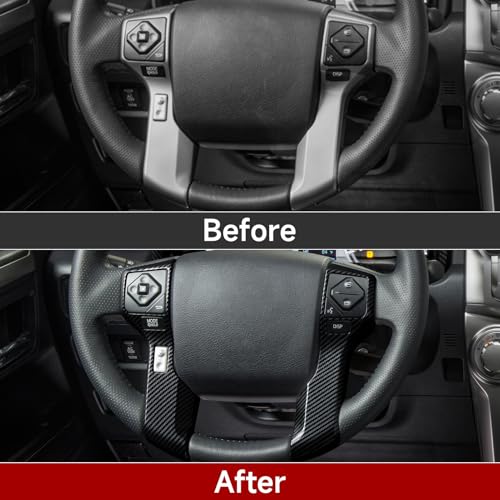 Car ABS Sticker Carbon Fiber Decal Cover Interior Trim Accessories for Toyota 4Runner SUV 2010-2025 Black - color: Wheel