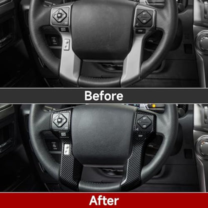Car ABS Sticker Carbon Fiber Decal Cover Interior Trim Accessories for Toyota 4Runner SUV 2010-2025 Black - color: Wheel
