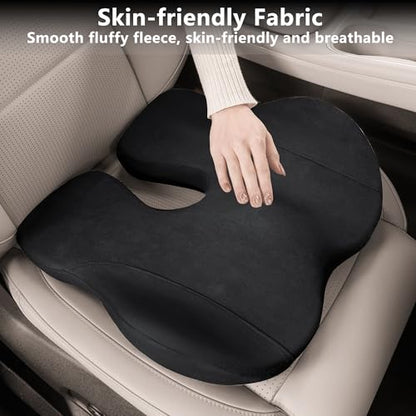 Car Seat Cushion, Ergonomic Memory Foam Car Cushion for Sciatica Pain Relief, Ergonomic Car Seat Pillow, Universal Fit Car SUVs Sedan Home Office (Black) - color: Black