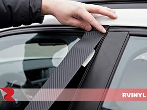 Rvinyl Pillar Post Window Trim Compatible with Mitsubishi Lancer 2008-2017 (Sedan) - Carbon Fiber 4D (Black) - color: Carbon Fiber 4d (Black)