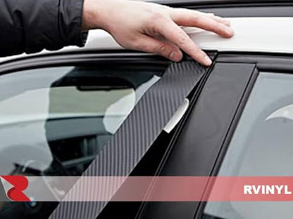 Rvinyl Pillar Post Window Trim Compatible with Mitsubishi Lancer 2008-2017 (Sedan) - Carbon Fiber 4D (Black) - color: Carbon Fiber 4d (Black)