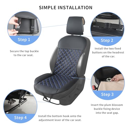 2pcs Car Seat Covers,Leather Water Proof Material No Slip Soft Car Seat Protector Side not Wrapped,for Car with Airbags,Seat Covers Universal for Most Automotive,Suvs,Vans,Trucks (Black-Blue) - color: Black-Blue