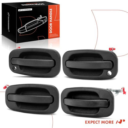 A-Premium - Front & Rear Exterior Door Handles Set - Compatible with Chevy Silverado 1500 2500 3500, Tahoe, Avalanche, Suburban & GMC Sierra, Yukon & Cadillac - 2000-2007 - Replace# 15034985, 15034986 - color: Textured Black