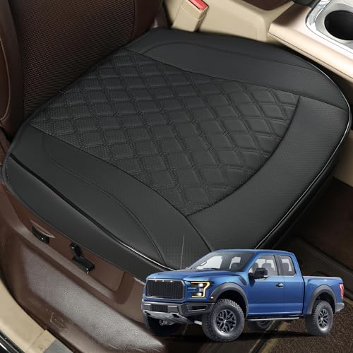 GIANT PANDA Bottom Seat Cover for Trucks&SUV, Front PU Leather Driver Seat Protector Fit for Chevy,Ram,Toyota,GMC,Ford F150 F-Series (2PCS-Black) - color: Front Seat Black Style A, size: 2 Pieces Larger Size for Truck&SUV