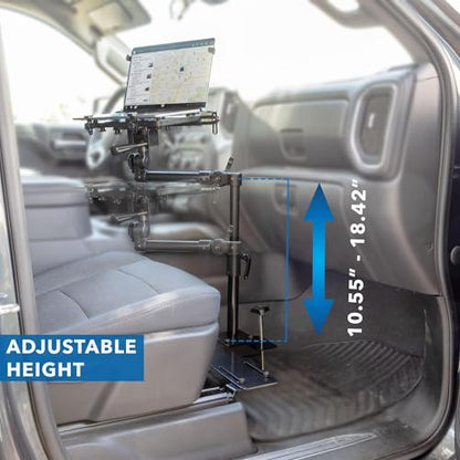 Mount-It! Car Laptop Mount, No-Drill Passenger Seat Laptop Stand with Cooling Tray for Up to 17″ Laptops & Tablets, Adjustable Full Motion Vehicle Laptop Mount