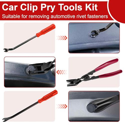 BFXM 7PCS Auto Trim Removal Tool kit, Car Clip Pry Tools Kit No Scratch Plastic, Fasteners Remover Tool Kit, Automotive Interior Fastener Puller Remover Body Repair Set for Car (Red) - color: Red * 7PCS