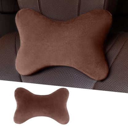 Car Headrest Pillow, Soft Comfortable Memory Foam Automotive Neck Pillow Cushion for Neck Pain Pressure Relief, Universal Fit (Brown) - color: Brown
