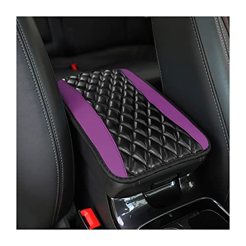Moly Magnolia Car Center Console Cushion Pad, Universal Leather Waterproof Armrest Seat Box Cover Protector,Comfortable Car Decor Accessories Fit for Most Cars, Vehicles, SUVs (Purple) - color: Purple
