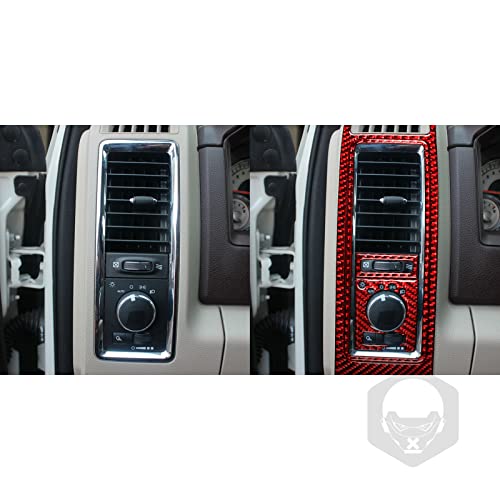 Premium Real Carbon Fiber Central Control Both Side Air Vent AC Outlet Frame Headlight Panal Covers Compatible with Dodge Ram 1500/2500/3500 2013 2014 2015 2016 2017 2018 Interior Accessories Red - color: Red 2