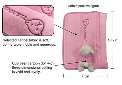 Tianmei 2Pcs Bear Doll Styling Faux Suede Car Seat Belt Strap Cover Shoulder Strap Pad (Pink Color) - color: Bear Pink - 2PCS