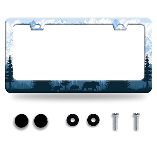 Personalise Mama Bear License Plate Frame Nature Forest License Plate Frames Car Universal Stainless Steel Accessories Cars Decor with 2 Holes and Screws Fits Standard Us Vehicles Size 12.2 X 6 Inch - color: Mama Bear
