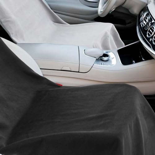 Hahafelt 2 Pack Car Seat Towel Covers with Storage Bag, 63 x 32 Inch Universal Non Slip Waterproof Sweat Protector for Car Truck, Gym Swimming Running, Machine Washable (Black,Gray) - style: Black,Gray