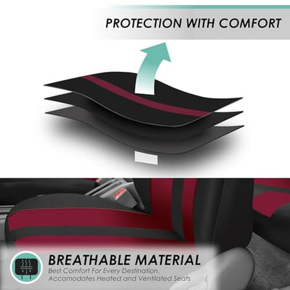 FH Group Striking Striped Car Seat Covers - Universal Fit, Washable Seat Covers for Cars, SUVs, Vans, Sedans, Burgundy, Rear Set - color: Burgundy, size: Rear Set
