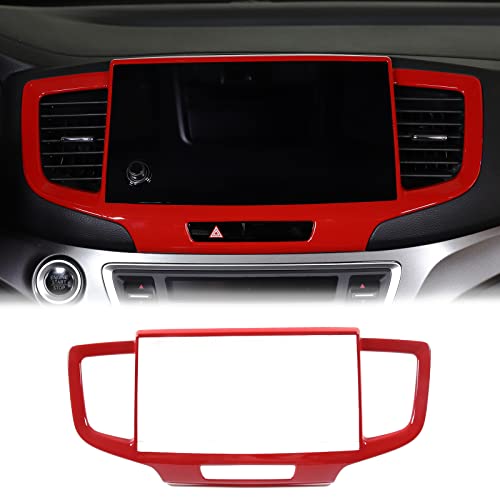 Dashboard Navigation Panel Frame for Honda Pilot 2019-2022/ Ridgeline 2021-2023/ Passport 2019-2023, ABS Material Center Console GPS Screen Panel Frame Trim Accessories (Sport Red) - color: Sport Red