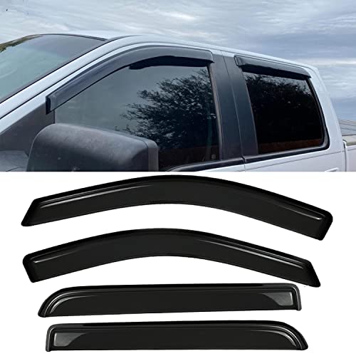 Side Window Visors rain Guards Vent Deflectors for 2004-2008 Ford F150 Crew Cab, 2006-2008 Lincoln Mark LT Rain Guard Sun Shade Visors Out Channel,4-Piece Set 94443 - size: Compatible with Ford F150 Crew Cab 2004-2008